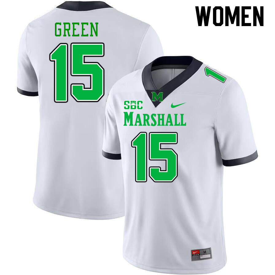 Women #15 Michael Green Marshall Thundering Herd SBC Conference College Football Jerseys Stitched-Wh